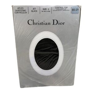 Christian Dior Diorissimo Ultra Sheer Control Top Pantyhose Size 1 Jet Blk 4533